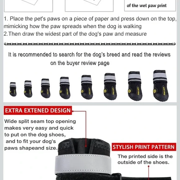 Qumy Black and Gray Dog Boots SZ 6 - Picture 3 of 8